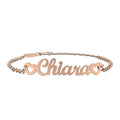 Bracciale con Nome Personalizzato in Argento - Corsivo 2 Cuori Nomissimo