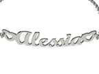 Bracciale Nome Corsivo 2 Cuori - Argento