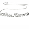 Collana Nome Corsivo 2 Cuori - Argento