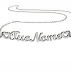 Collana Nome Corsivo 2 Cuori - Argento