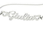Collana Nome Corsivo 2 Cuori - Argento